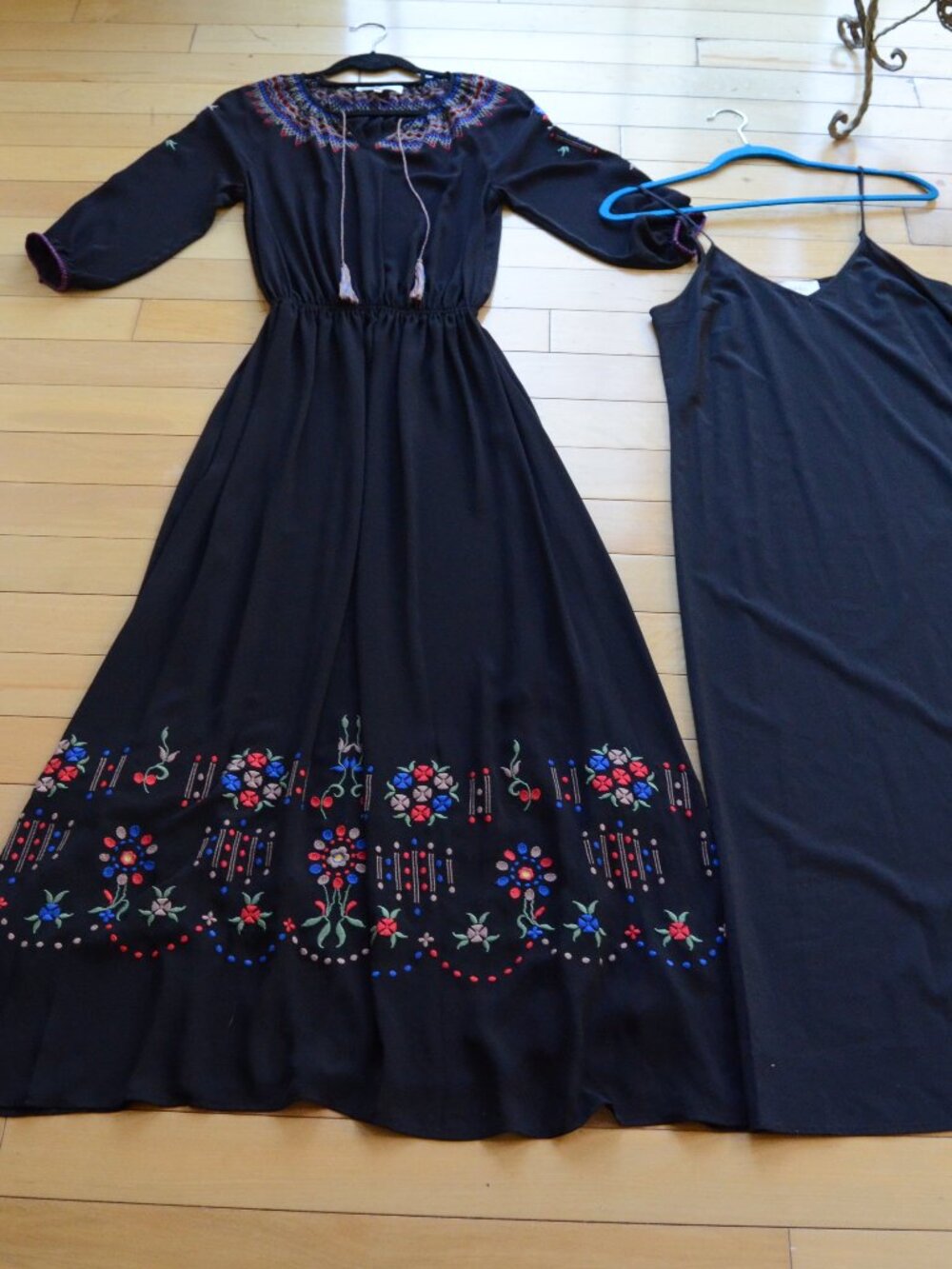 THE GREAT Black Embroidered Maxi Dress Size 0